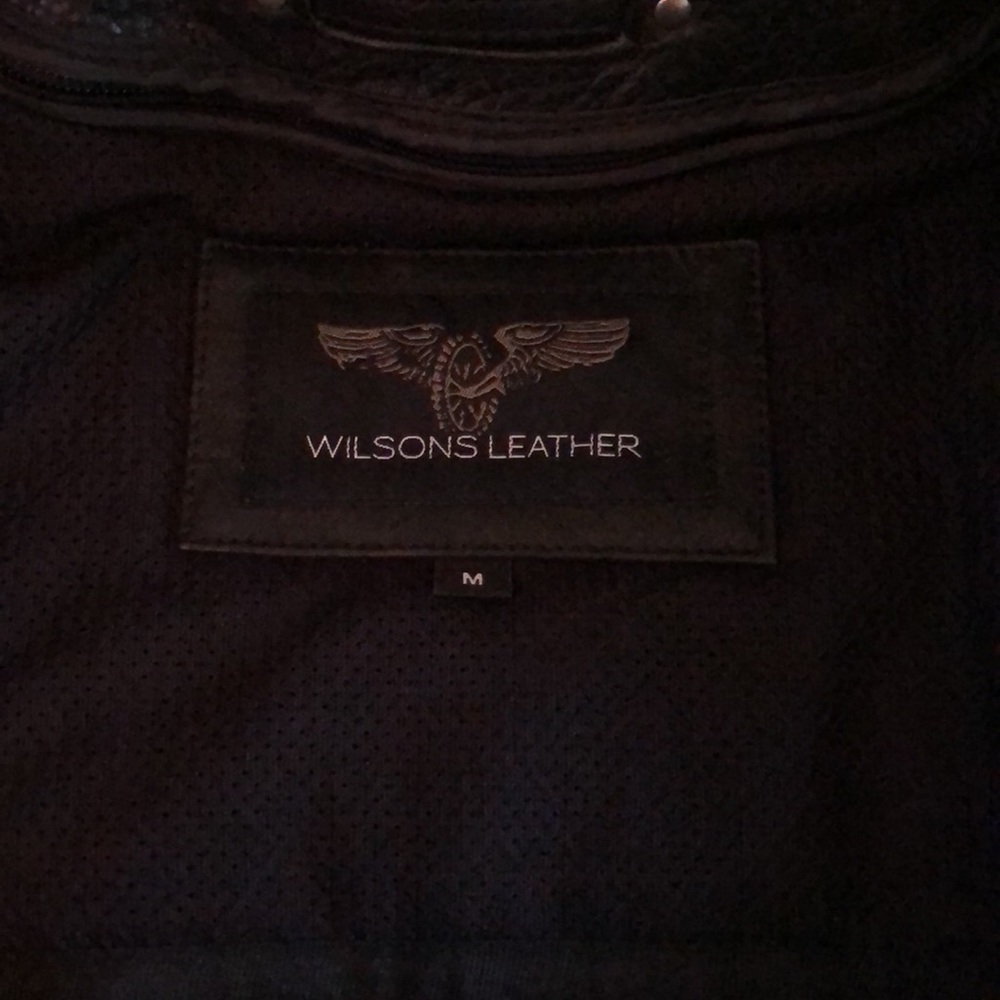 Wilsons Leather Black Biker Jacket - Picture 3 of 16
